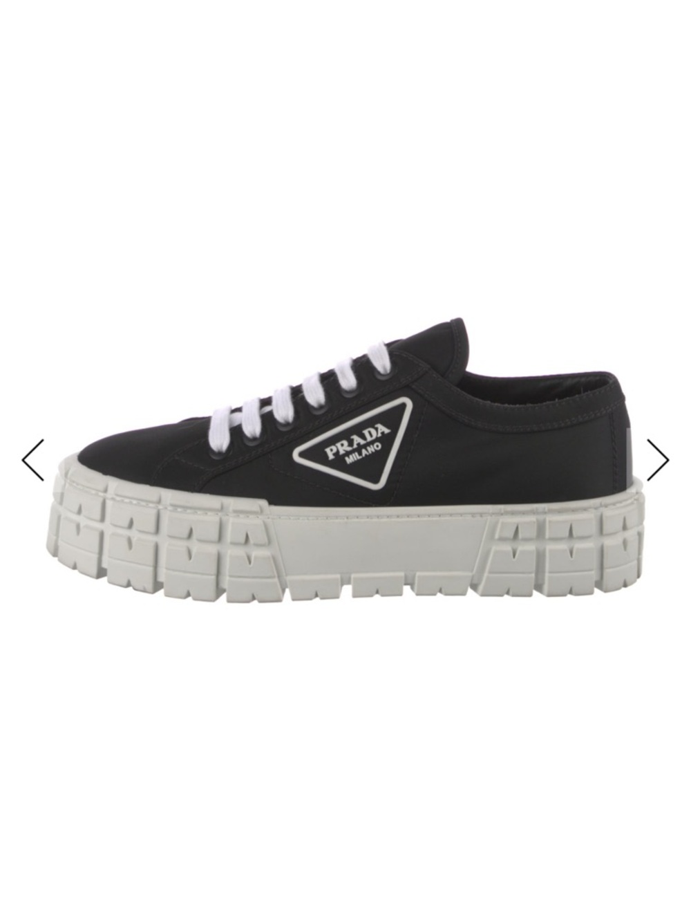 Prada Black Canvas Low-Top Sneaker with White Platform Sole - Picture 6 of 7
